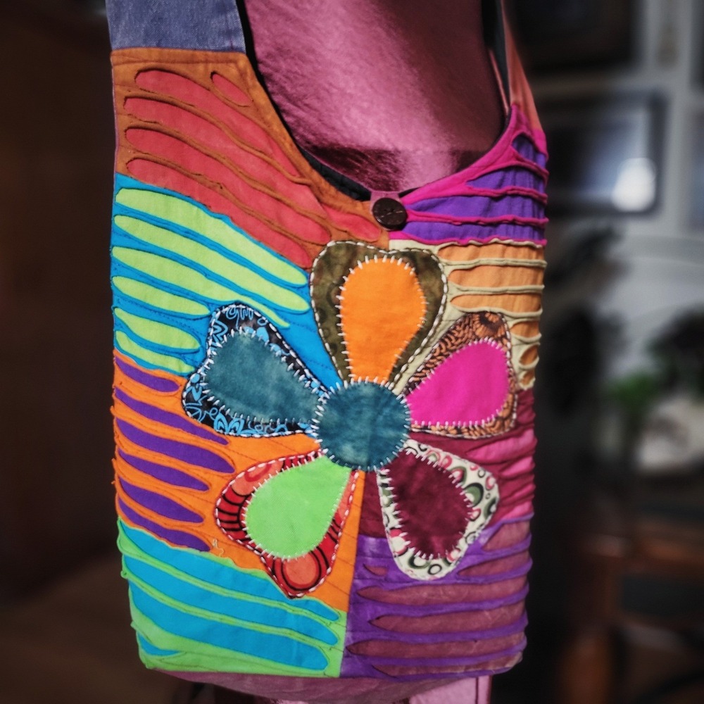 Collection Royal Hobo Bag Purse Patchwork Rainbow Flower Boho Hippie Crossbody‎